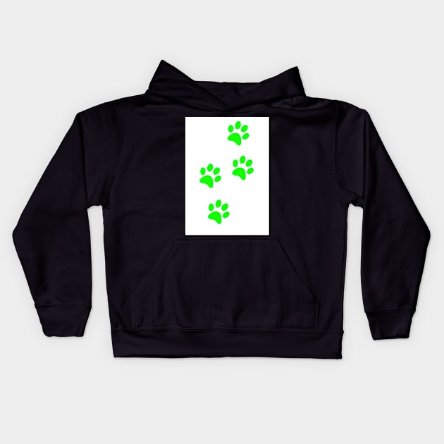 Light Green Pawprints on White Kids Hoodie by Blue Butterfly Designs 